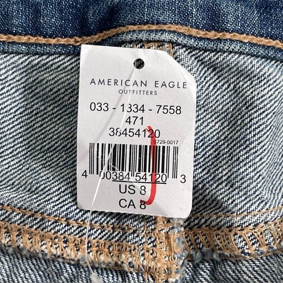 NWT American Eagle Jean Shorts ALTERED Cheeky Cut Off Patchwork Denim Size 8 - Picture 3 of 9